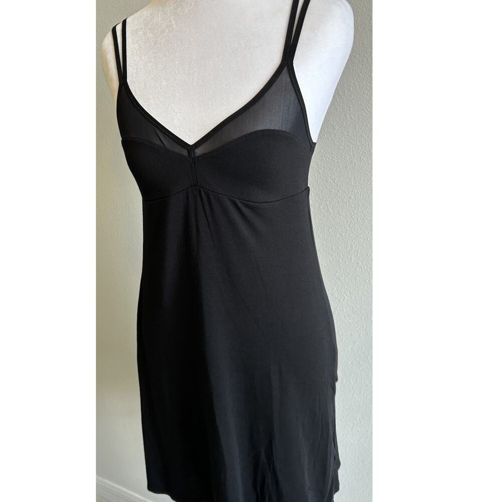 Black Slip Dress Chemise Soft MODAL Sheer Spaghetti Strap Midi Y2K 90s NAKD S